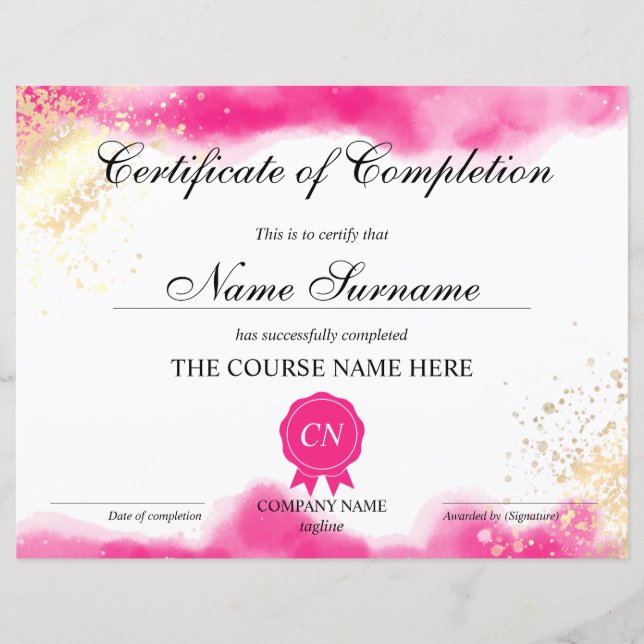 Waterverf van de bekroningscursus voor het bewijs  (Voorkant)