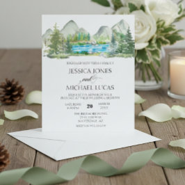 Waterverf van de bergachtige bosrivier Rustic Wedd Flyer