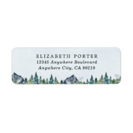 Waterverf van de bergen Elegant Rustic Threadding  Etiket
