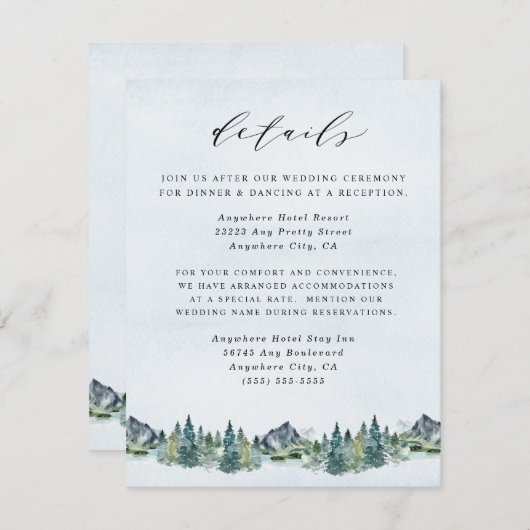 Waterverf van de bergen Elegant Rustic Threadding  Informatiekaartje (Voorkant / Achterkant)