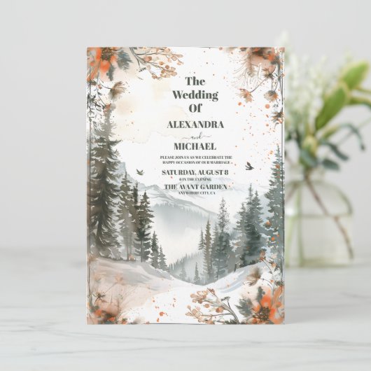 Waterverf van de bergen Elegant Rustic Threadding Kaart (Staand voorkant)