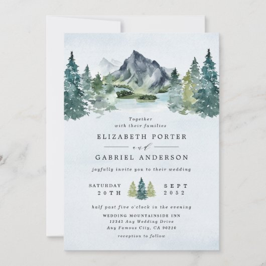 Waterverf van de bergen Elegant Rustic Threadding Kaart (Voorkant)