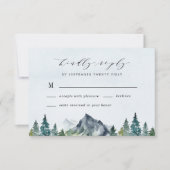 Waterverf van de bergen Elegant Rustic Threadding  RSVP Kaartje (Voorkant)