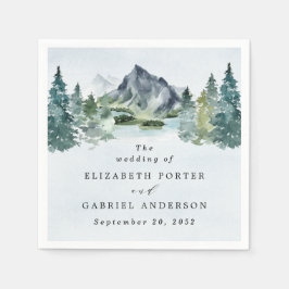 Waterverf van de bergen Elegant Rustic Threadding  Servet