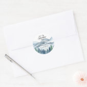 Waterverf van de bergen Rustic Elegant Wedding Ronde Sticker (Envelop)