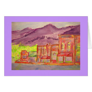 waterverf van de bergstad