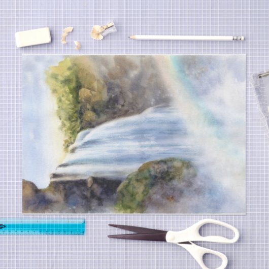 Waterverf van de bergwaterval tissuepapier (Craft)
