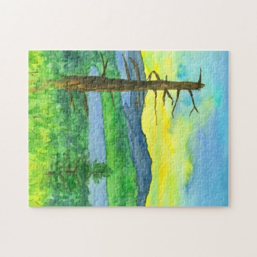 Waterverf van de bergzondagse legpuzzel (Horizontaal)