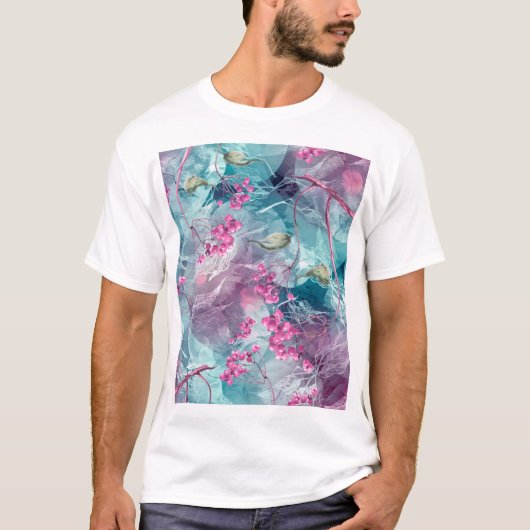 Waterverf van de berkentak t-shirt (Voorkant)