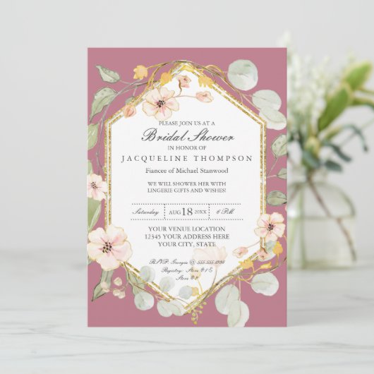 Waterverf van de Berry roze roze roze Kaart (Staand voorkant)