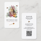 Waterverf van de bijenhouderij Qr-code Visitekaartje (Voorkant / Achterkant)