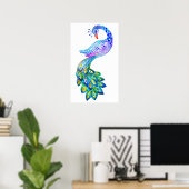 Waterverf van de blauwe pauw poster (Thuiskantoor)