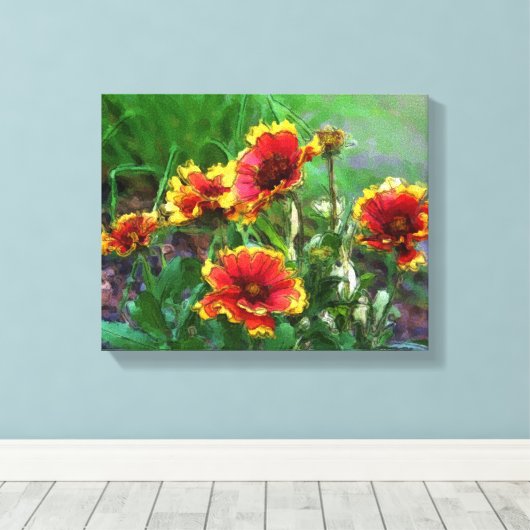 Waterverf van de bloem van de Bloem Canvas Afdruk (Insitu (Houten vloer))