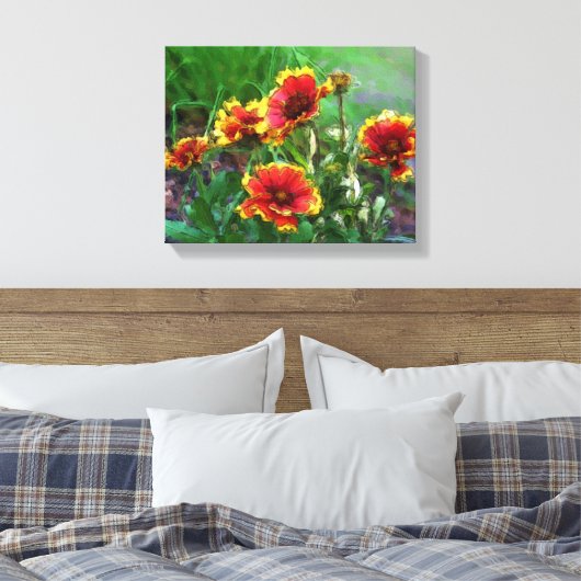Waterverf van de bloem van de Bloem Canvas Afdruk (Insitu (Slaapkamer))