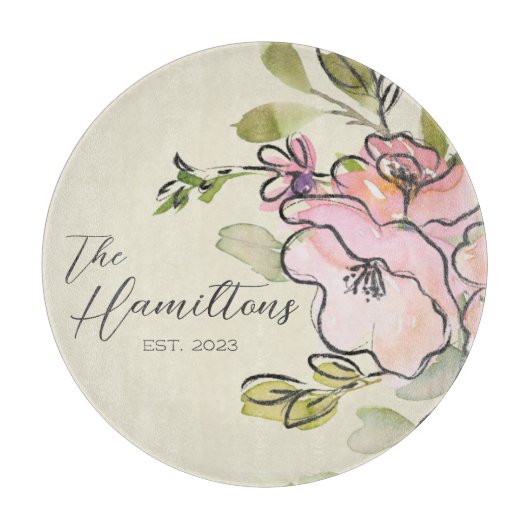 Waterverf van de boerderij - Floral - Aangepast op Snijplank (Voorkant)