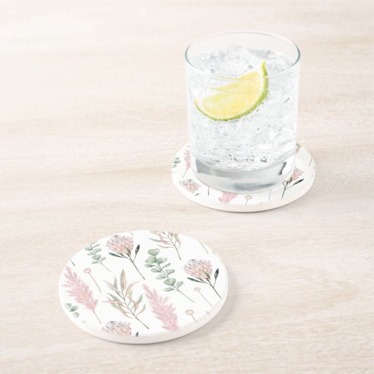 Waterverf van de botanische bries zandsteen onderzetter (Zijkant)