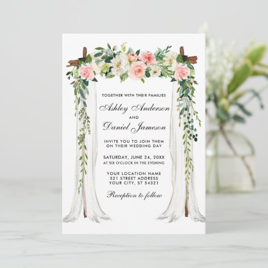 Waterverf van de bruidstaart kaart (Staand voorkant)