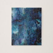 Waterverf van de buitenruimte blauwe nebula legpuzzel (Verticaal)