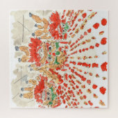 Waterverf van de Chinese Lion Dance Jigzaag Puzzle Legpuzzel (Horizontaal)