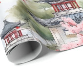 Waterverf van de Chinese pagode Cadeaupapier (Rol Hoek)