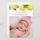 Waterverf van de citrustuin. Pasgeboren. Lemon geb Aankondiging (Voorkant / Achterkant)