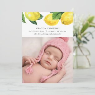 Waterverf van de citrustuin. Pasgeboren. Lemon geb Aankondiging