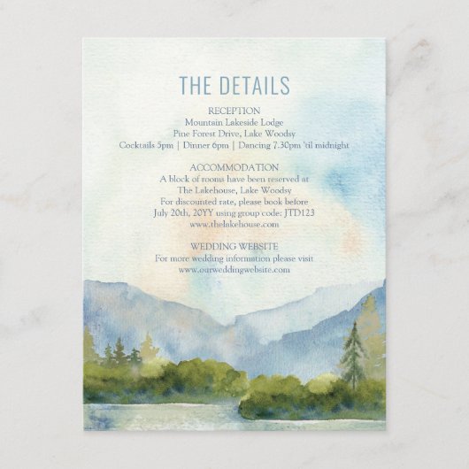 Waterverf van de details van de bruiloft in het be informatiekaartje (Voorkant)