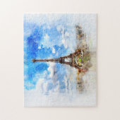 Waterverf van de Eiffeltoren van Parijs Legpuzzel (Verticaal)