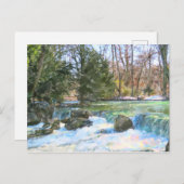 Waterverf van de Eisbach-beek in München. Briefkaart (Voorkant / Achterkant)