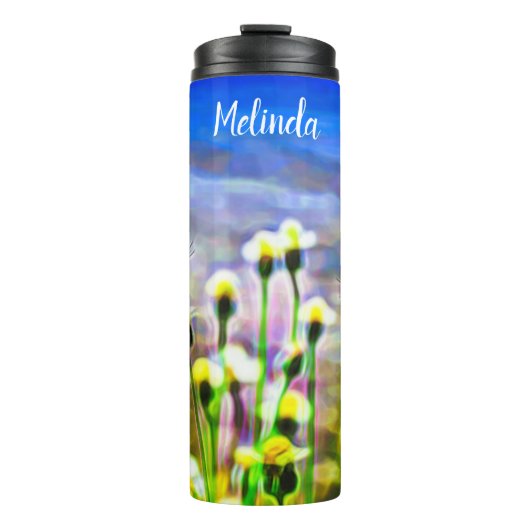 Waterverf van de Floral Blue Sky Thermosbeker (Voorkant)