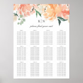 Waterverf van de Floral Wedding Seating Chart met  Poster (Voorkant)