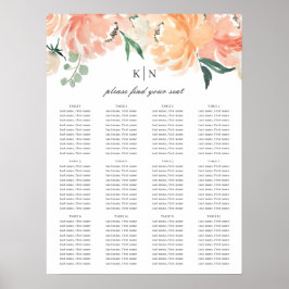 Waterverf van de Floral Wedding Seating Chart met  Poster