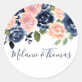 Waterverf van de Floral Wedding Verloving Ronde Sticker