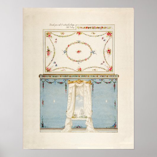 Waterverf van de Franse Neursery Room Floral Art Poster (Voorkant)