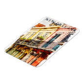 Waterverf van de Franse wijk van New Orleans Magneet (Linkerzijde)