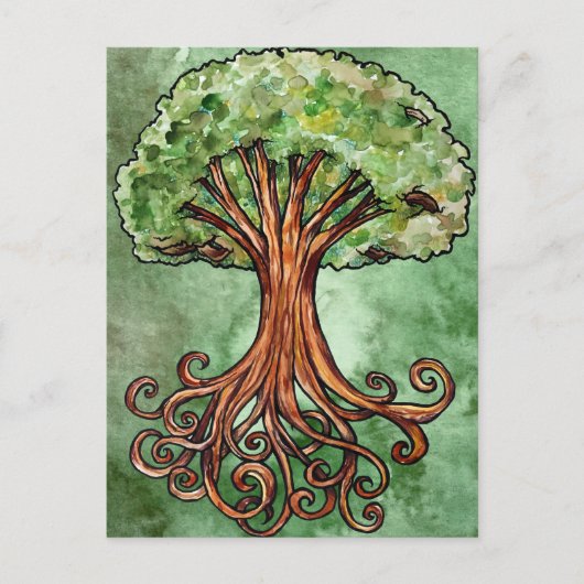 Waterverf van de gachdrasilboom, de norse mytholog briefkaart (Voorkant)