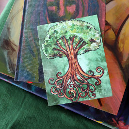 Waterverf van de gachdrasilboom, de norse mytholog briefkaart