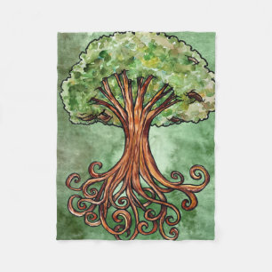 Waterverf van de gachdrasilboom, de norse mytholog fleece deken