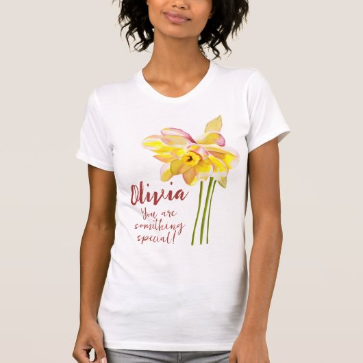 Waterverf van de geboorte van Maart Daffodil T-Shi T-shirt (Voorkant)