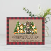 Waterverf van de geboorte Woodland Animals Rustic Kaart (Staand voorkant)