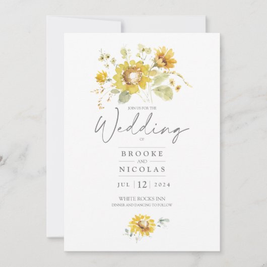 Waterverf van de Gele Zonnebloem Kaart (Voorkant)