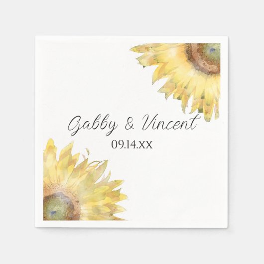 Waterverf van de Gele Zonnebloemen Weddenschap Nap Servet (Voorkant)