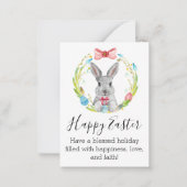 waterverf van de gelukkige ooster bunny en lentesl notitiekaartje (Voorkant)