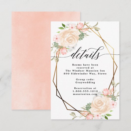 Waterverf van de geometrische lijst trouwgegevens kaart (Voorkant / Achterkant)