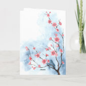 Waterverf van de gepersonaliseerde blauwe roze Flo Kaart (Achterkant)