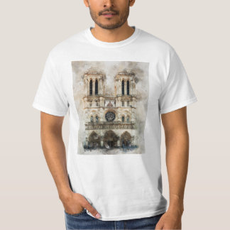 Waterverf van de gevel van de Notre Dame kathedraa T-shirt