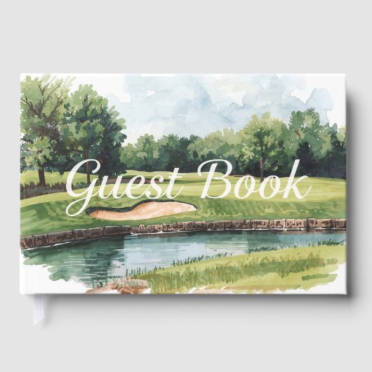 Waterverf van de golfbaan gastenboek (Voorkant)