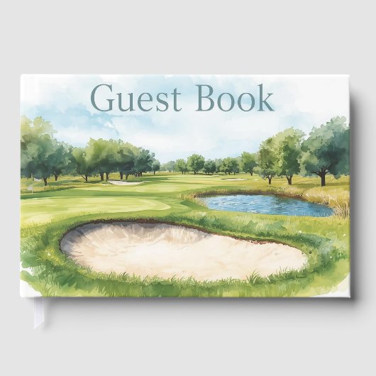 Waterverf van de golfbaan gastenboek (Voorkant)