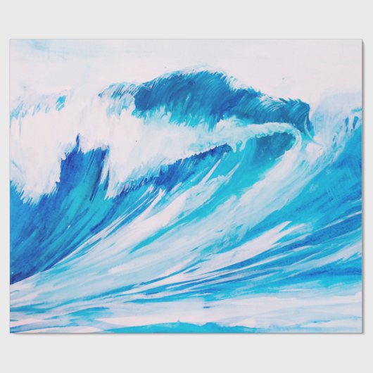 waterverf van de golven van de hoge oceaan van bla cadeaupapier (Vlak)