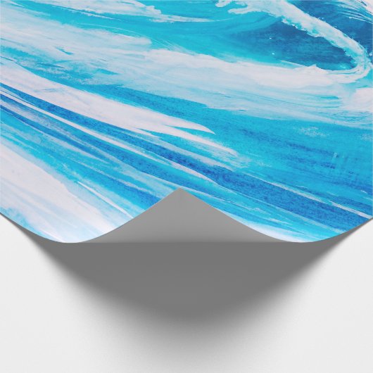 waterverf van de golven van de hoge oceaan van bla cadeaupapier (Hoek)
